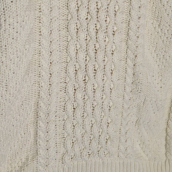 Gap Men's Fishermans Sweater Cable Knit Cotton Cream Chunky Cozy Grandpa XXL - Picture 6 of 10